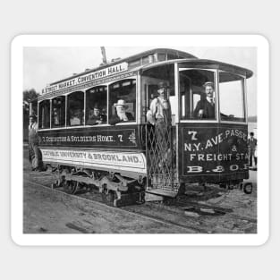 Streetcar in Washington D.C., 1890. Vintage Photo Sticker